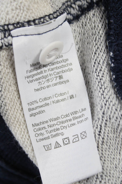 J Crew Mens Collared Pullover Sweatshirt Striped Blue Cotton Long Sleeve Size S