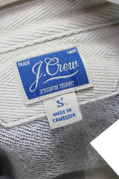 J Crew Mens Collared Pullover Sweatshirt Striped Blue Cotton Long Sleeve Size S