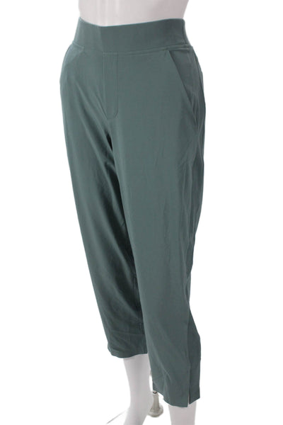 Athleta Womens Cropped Pants Green Pull On Petite Size S