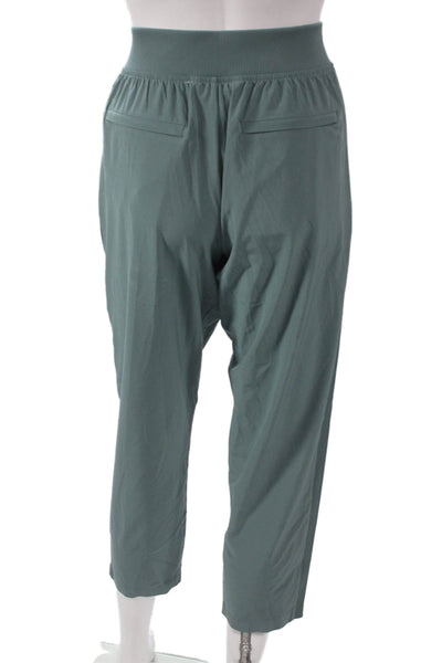 Athleta Womens Cropped Pants Green Pull On Petite Size S