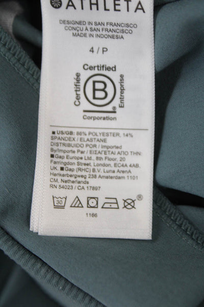 Athleta Womens Cropped Pants Green Pull On Petite Size S