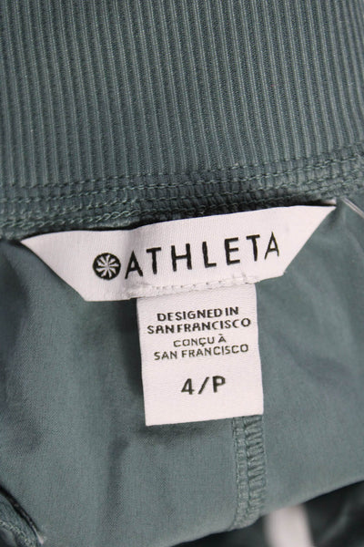 Athleta Womens Cropped Pants Green Pull On Petite Size S