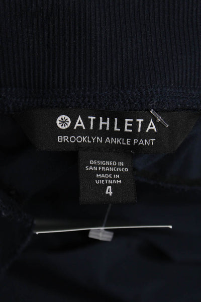 Athleta Women Ankle Pants Pull On Blue Polyester Solid Size 4