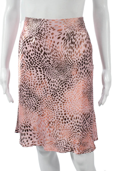 Anthropologie Womens A-Line Skirt Pink Animal Print Viscose Pull-On Size S