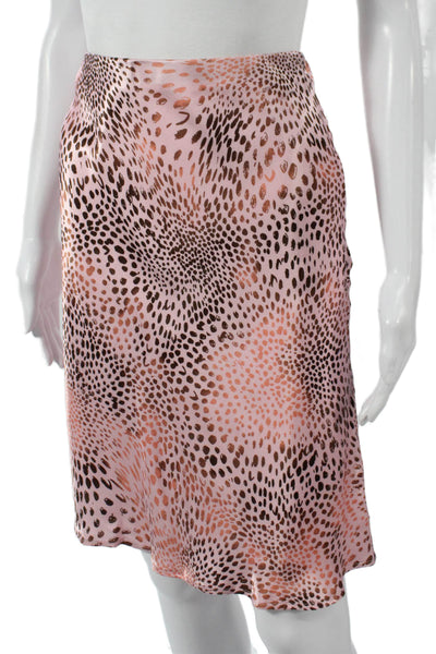 Anthropologie Womens A-Line Skirt Pink Animal Print Viscose Pull-On Size S