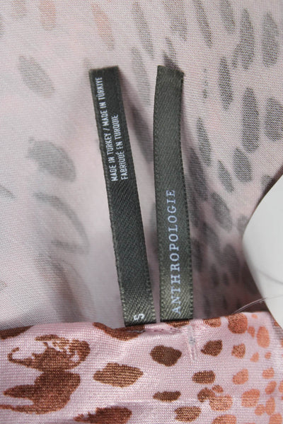Anthropologie Womens A-Line Skirt Pink Animal Print Viscose Pull-On Size S