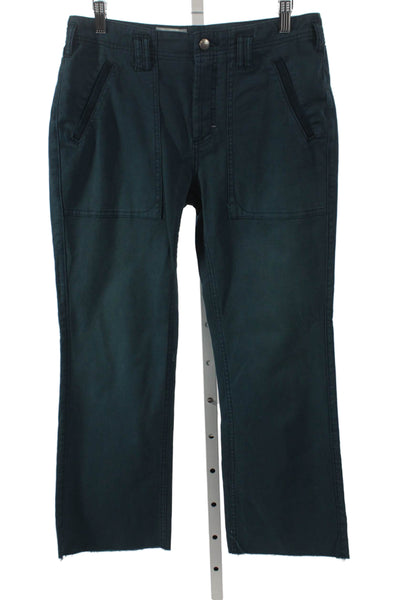 Pilcro Anthropologie Womens Cargo Pants Green Cotton Button Size 27
