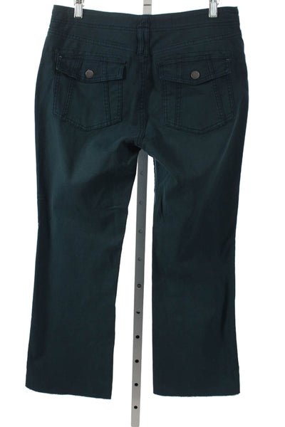 Pilcro Anthropologie Womens Cargo Pants Green Cotton Button Size 27