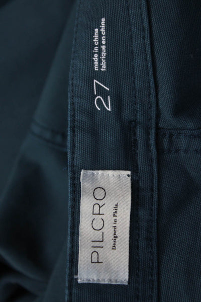 Pilcro Anthropologie Womens Cargo Pants Green Cotton Button Size 27