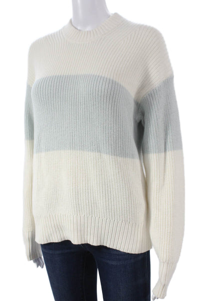Faherty Women Pullover Mock Neck Striped Cotton Long Sleeve White Size XS