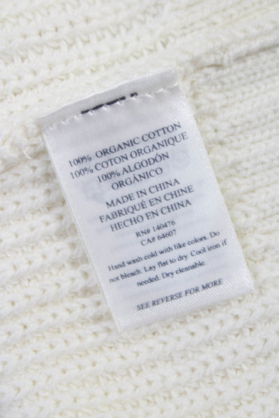 Faherty Women Pullover Mock Neck Striped Cotton Long Sleeve White Size XS