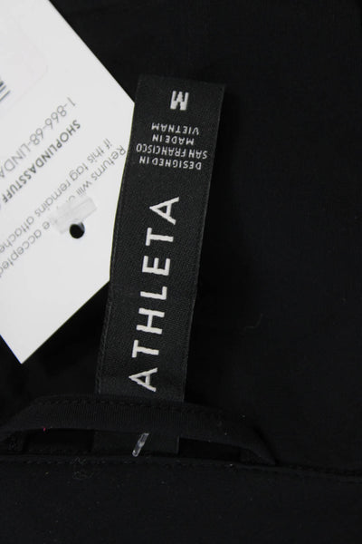 Athleta Womens Sleeveless Tunic Button-Up Black Nylon Collared Size M