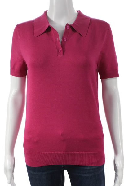 Endless Rose Womens Basic Polo Pink Viscose Collared Short Sleeve Size M