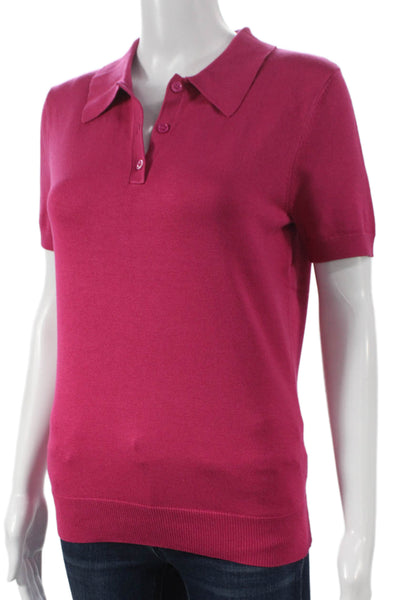Endless Rose Womens Basic Polo Pink Viscose Collared Short Sleeve Size M