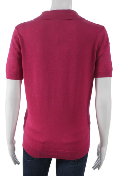 Endless Rose Womens Basic Polo Pink Viscose Collared Short Sleeve Size M