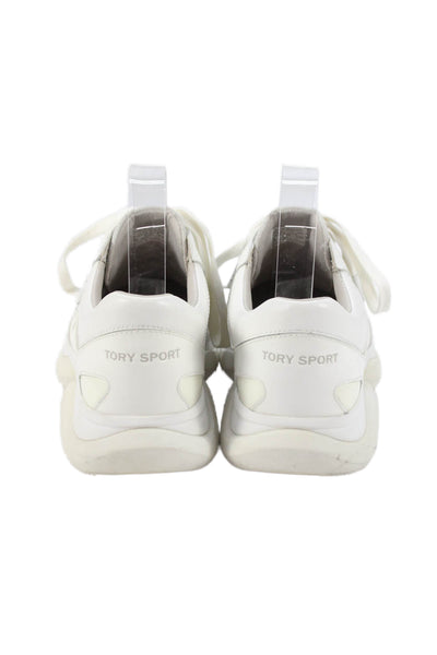 Tory Sport Women's Leather Lace Up Rubber Sole Sneakers White Size 8