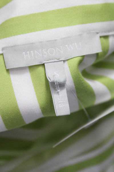Hinson Wu Womens Striped Cotton Collared Button Blouse Long Sleeve Size S