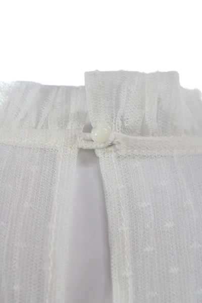 Alexis Women High Neck Viscose Blouse Short Sleeve White Size XS