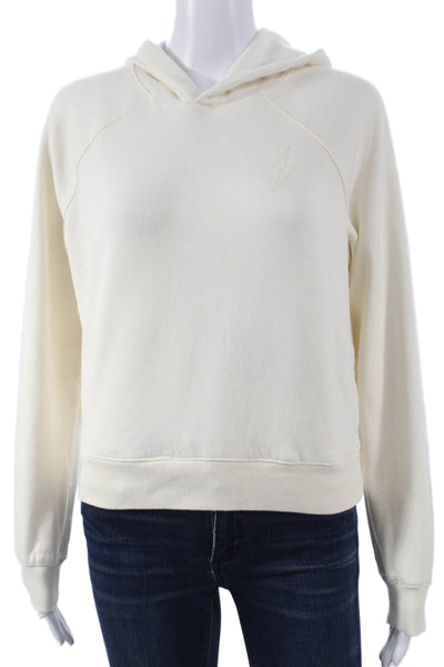 Marine Layer Womens Pullover Hoodie Ivory Cotton Long Sleeve Crew Neck Size S
