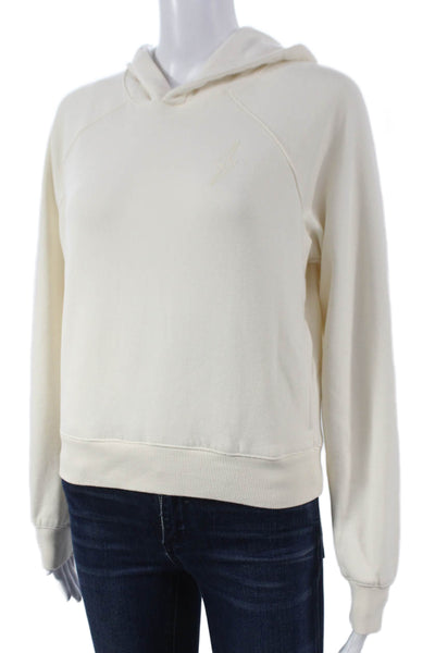 Marine Layer Womens Pullover Hoodie Ivory Cotton Long Sleeve Crew Neck Size S