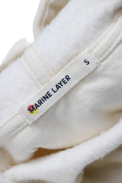 Marine Layer Womens Pullover Hoodie Ivory Cotton Long Sleeve Crew Neck Size S