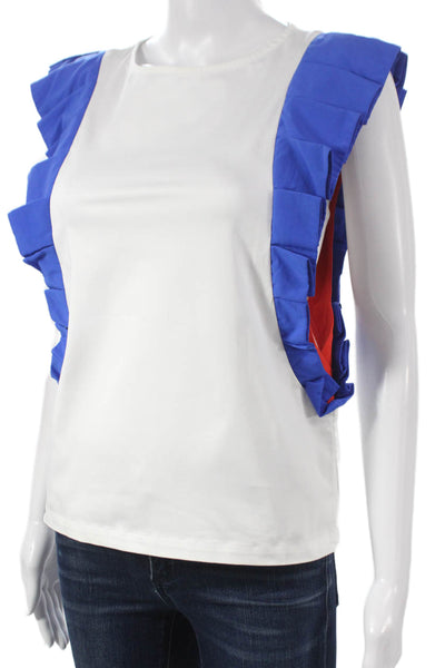 Katharine Kidd Womens Basic Cotton Crew Neck Cap Sleeve Blouse Size 2
