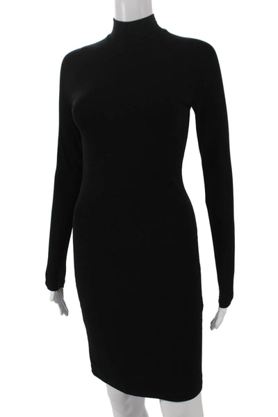 James Perse Womens Bodycon Black Mock Neck Long Sleeve Dress Size 1
