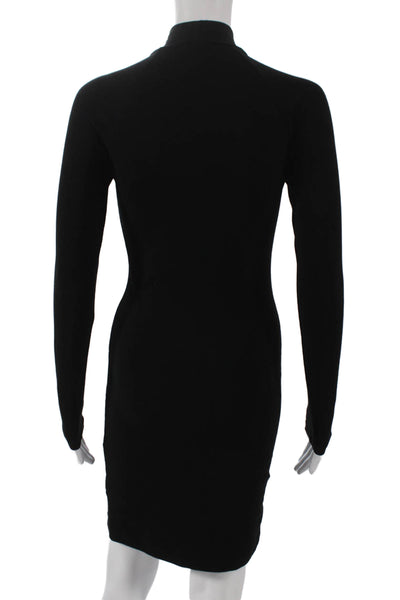 James Perse Womens Bodycon Black Mock Neck Long Sleeve Dress Size 1