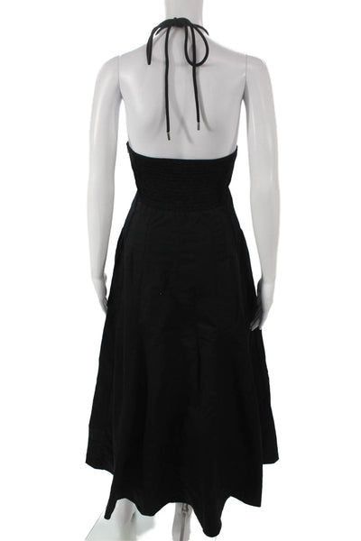 La Ligne Women Fit & Flare Dress Black Halter Knee Length Cotton Size XS