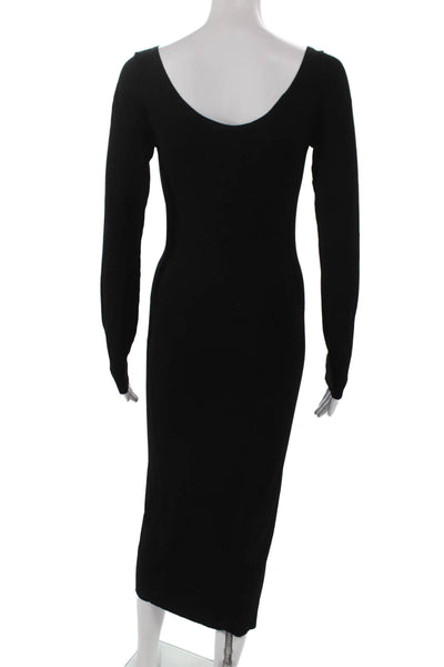 Trois Womens Bodycon Mini Dress Black Scoop Neck Long Sleeve Viscose Size 2