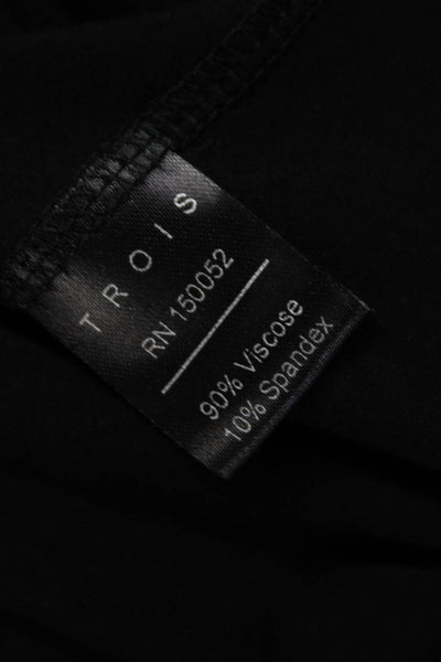 Trois Womens Bodycon Mini Dress Black Scoop Neck Long Sleeve Viscose Size 2