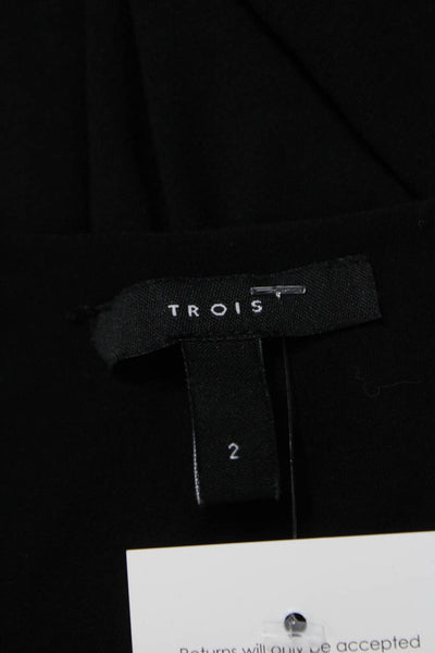 Trois Womens Bodycon Mini Dress Black Scoop Neck Long Sleeve Viscose Size 2