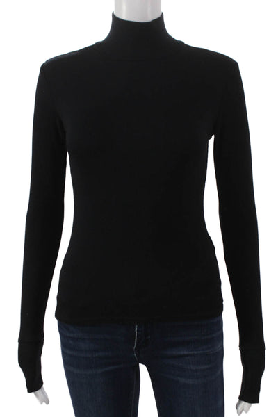 Perfect White Tee Women Basic T-Shirt Black Turtleneck Long Sleeve Size S