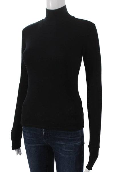 Perfect White Tee Women Basic T-Shirt Black Turtleneck Long Sleeve Size S