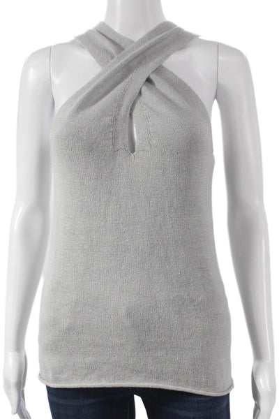 Brochu Walker Womens Basic Halter Linen Tank Gray Sleeveless Size XS