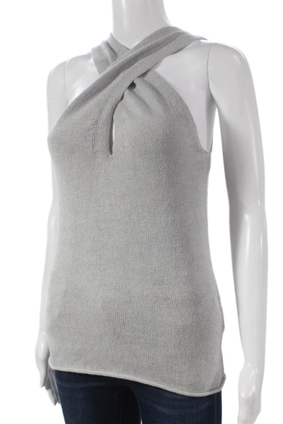 Brochu Walker Womens Basic Halter Linen Tank Gray Sleeveless Size XS