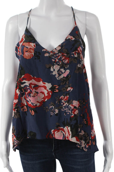 Helena Quinn Womens Tank Silk Floral V Neck Multicolor Sleeveless Size S