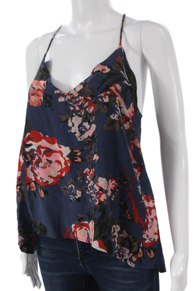 Helena Quinn Womens Tank Silk Floral V Neck Multicolor Sleeveless Size S