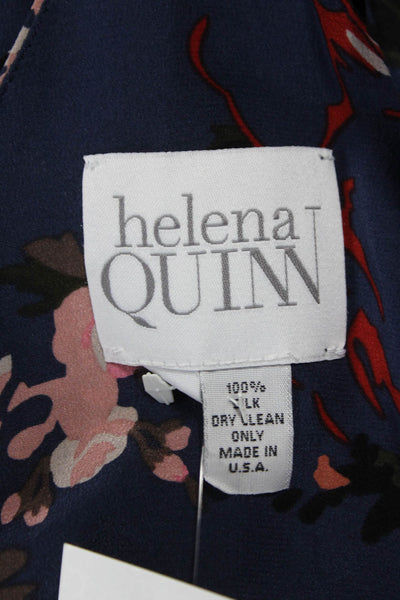 Helena Quinn Womens Tank Silk Floral V Neck Multicolor Sleeveless Size S