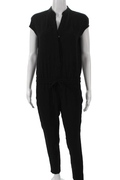 Babaton Womens Jumpsuit Black Triacetate Collared Sleeveless Button Size 2XS
