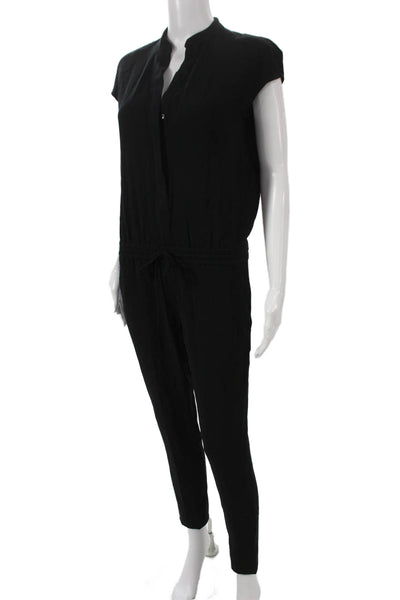 Babaton Womens Jumpsuit Black Triacetate Collared Sleeveless Button Size 2XS