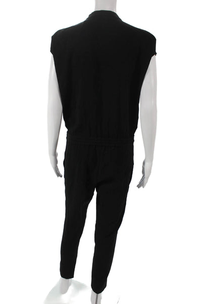 Babaton Womens Jumpsuit Black Triacetate Collared Sleeveless Button Size 2XS