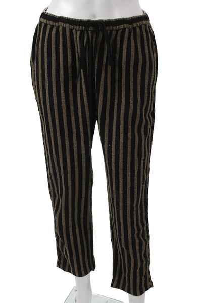 Xirena Women Black Striped Cotton Jogger Pants Drawstring Size S