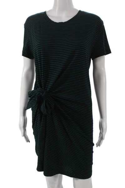 Vince Womens Black Striped T-Shirt Dress 100% Cotton Short Sleeve Size M