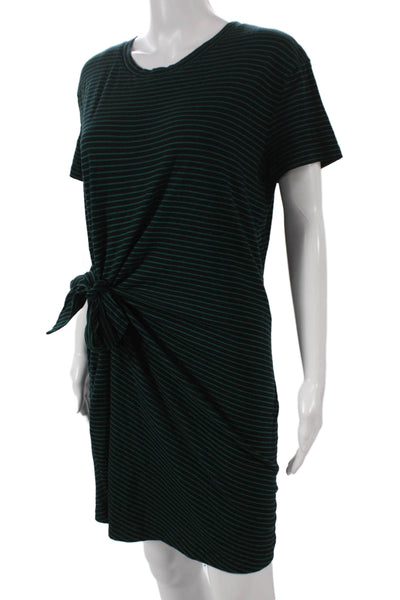 Vince Womens Black Striped T-Shirt Dress 100% Cotton Short Sleeve Size M