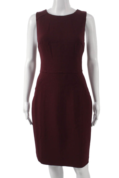 Trina Turk Women Pencil Dress Red Sleeveless Round Neck Zip Knee Length Size 4
