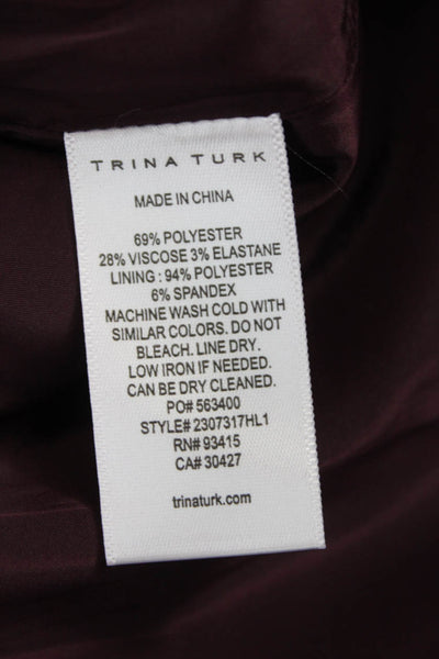 Trina Turk Women Pencil Dress Red Sleeveless Round Neck Zip Knee Length Size 4