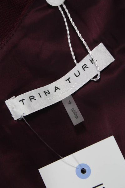Trina Turk Women Pencil Dress Red Sleeveless Round Neck Zip Knee Length Size 4