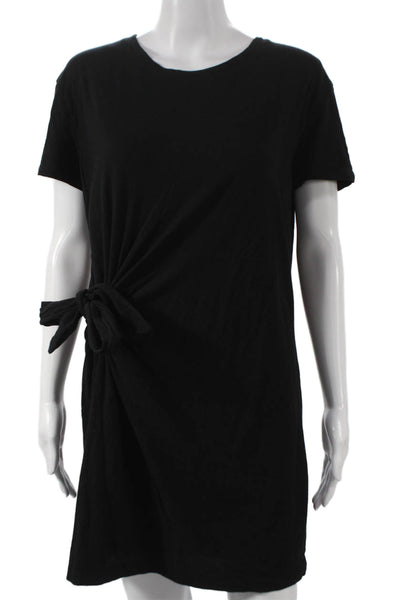 Vince Womens T-Shirt Dress Black Cotton Short Sleeve Round Neck Size M