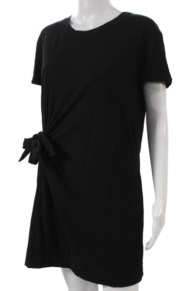 Vince Womens T-Shirt Dress Black Cotton Short Sleeve Round Neck Size M